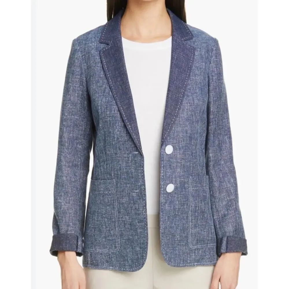 Lafayette 148 New York Vangie Sublime Space-Dye Cotton Jacket Sz. L